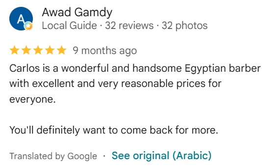 Qasr Al Barsha Gents Salon customer review