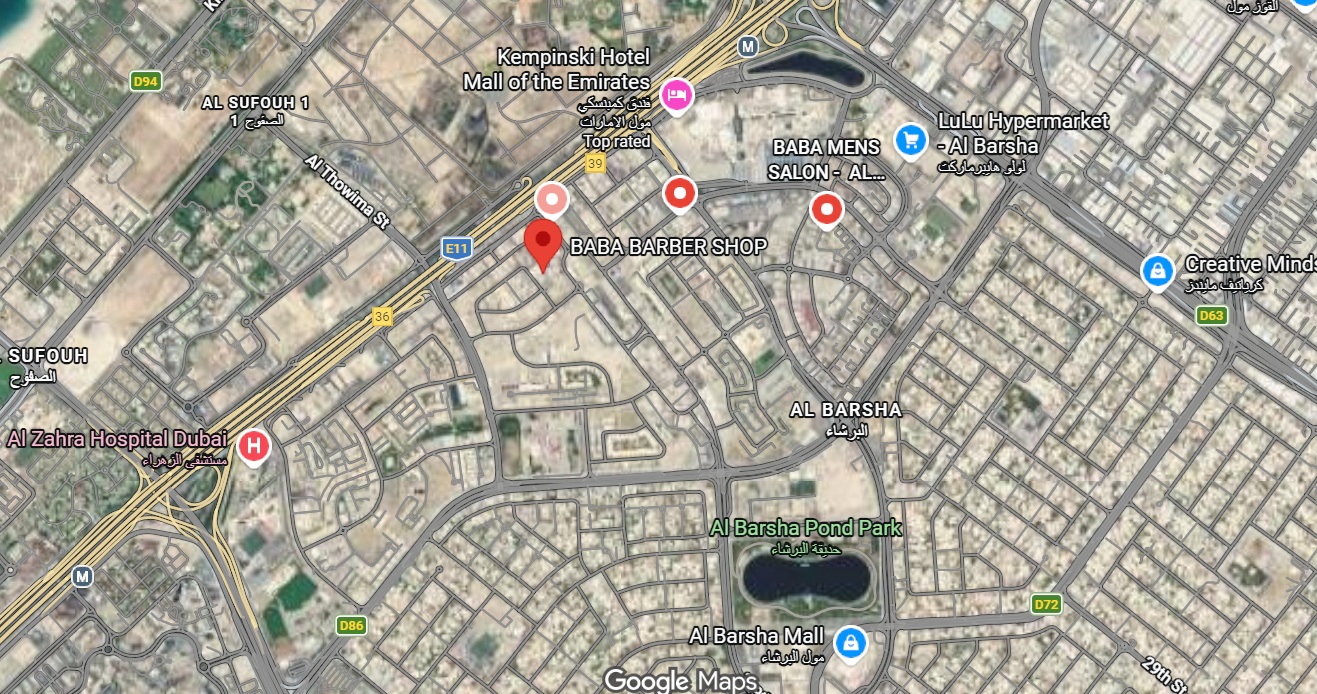 Baba Barber Shop location map, Dubai