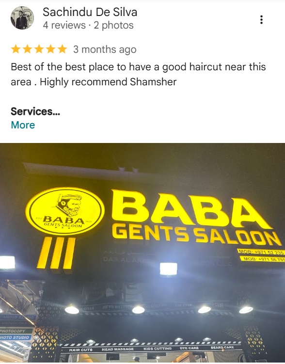 Baba Gents Salon Al Rigga customer review 1