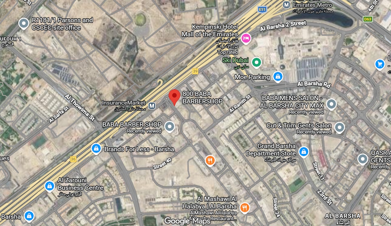 800 Baba Barbershop location map, Al Barsha Dubai
