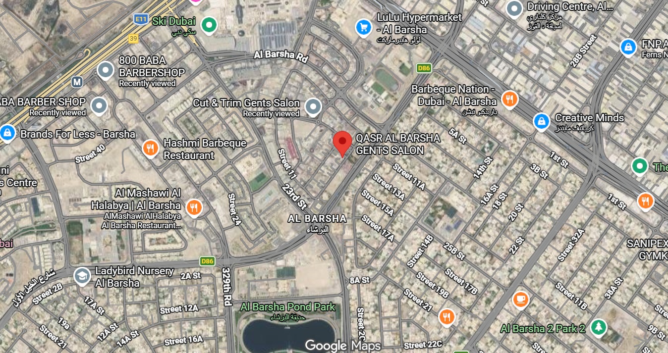 Qasr Al Barsha Gents Salon location map, Al Barsha Dubai