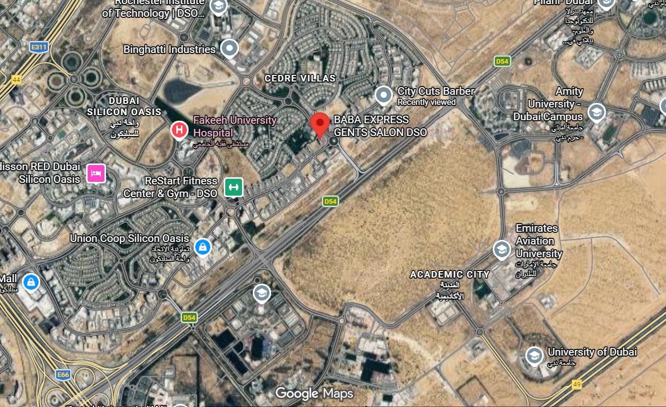 Baba Express Gents Salon DSO location map, Dubai Silicon Oasis