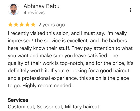 800 Baba Barbershop customer review