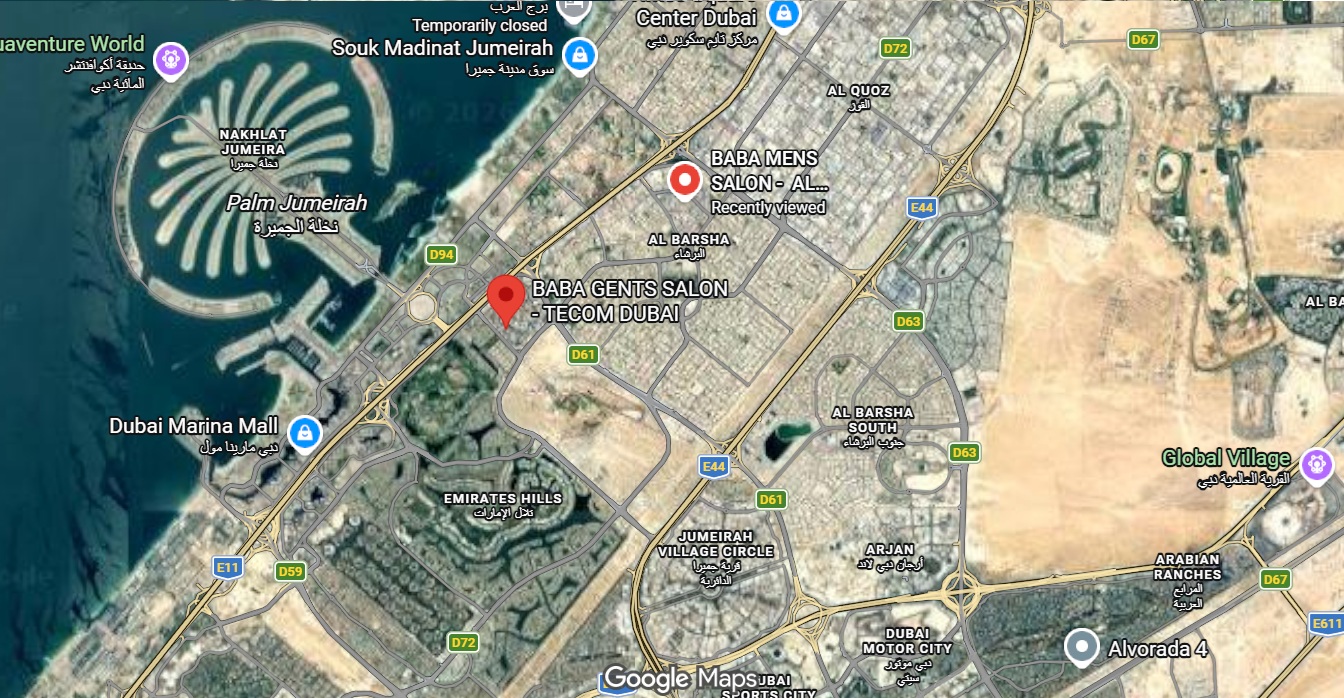 Baba Salon Tecom location map, Al Barsha Heights Dubai